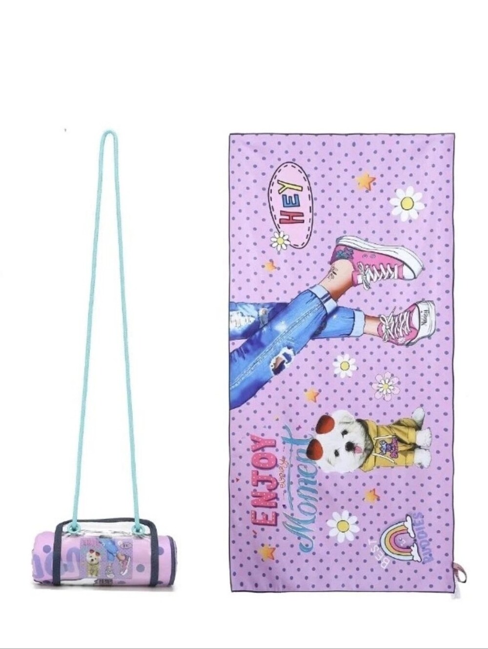Nikky Nicole Lee Enjoy Every Moment Beach Towel with Carry Bag 64x30 NWT